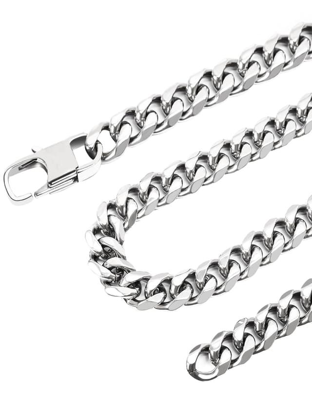 Inscca Halskette Herren Silber Ketten für Herren Edelstahl Kubanische Kette für Jungs 🌟 Panzerkette Damen 🎩 3/6/9/12mm Dünn/Massiv Chirurgenstahl 316L Edelstahlkette Hip-Hop 45/50/55/60/65/70/75 cm