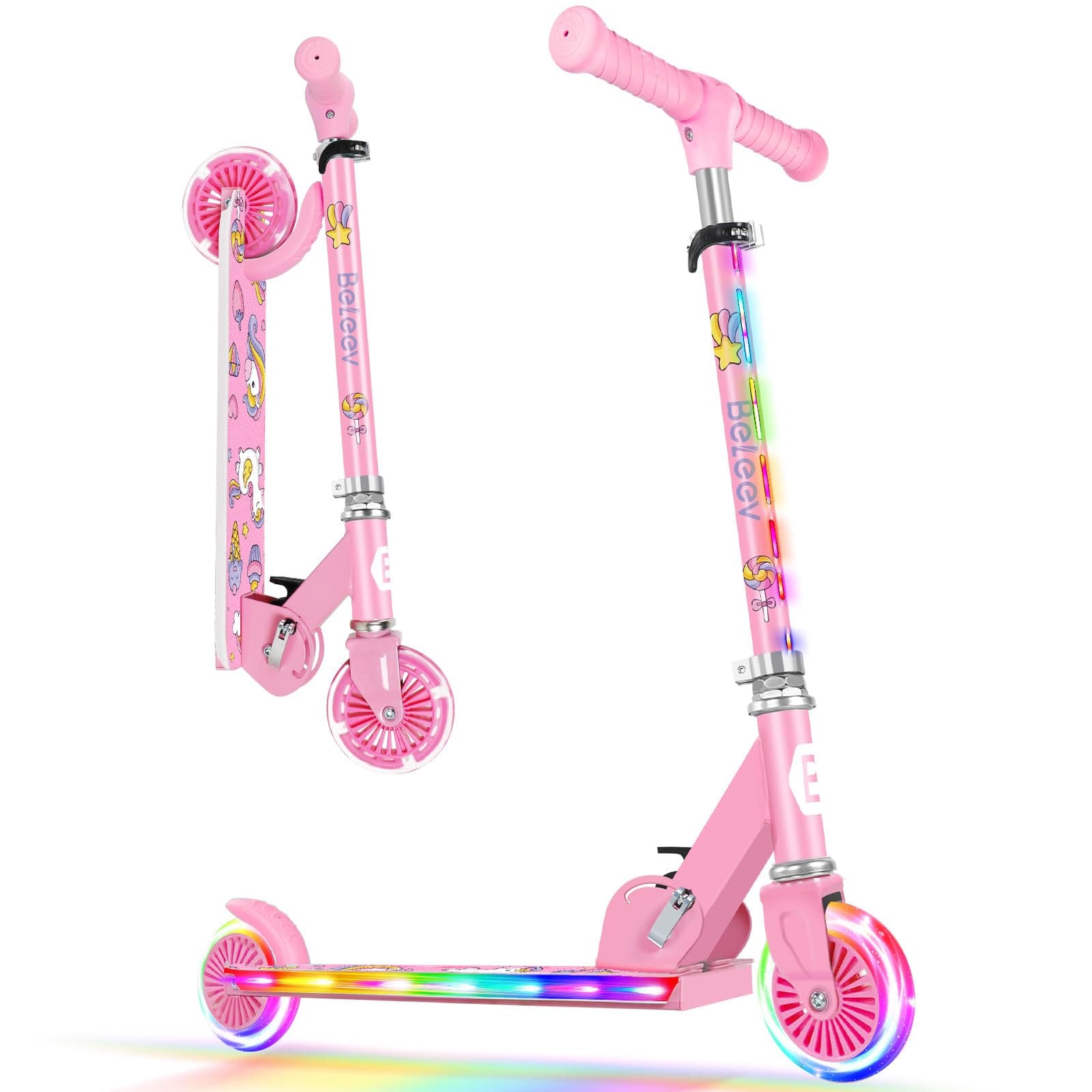 🌟 BELEEV V2 Roller Kinder Scooter 6 Jahre 🌈 Upgrade mit LED Leuchtenden Rädern