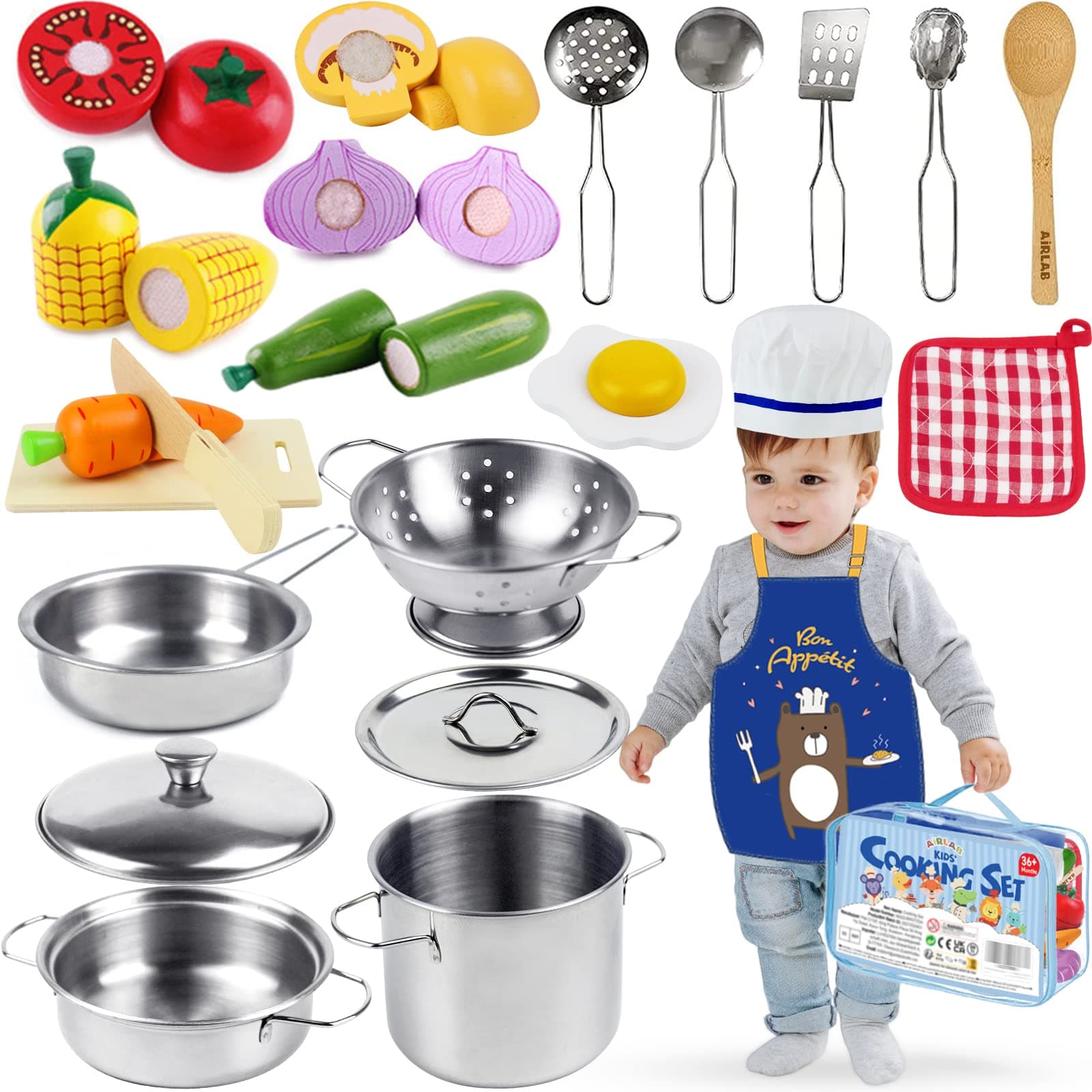 🌟 Airlab Kinderküche Zubehör Kochset - Spielküche Küchenzubehör für Kinder 🍳🧁🎁