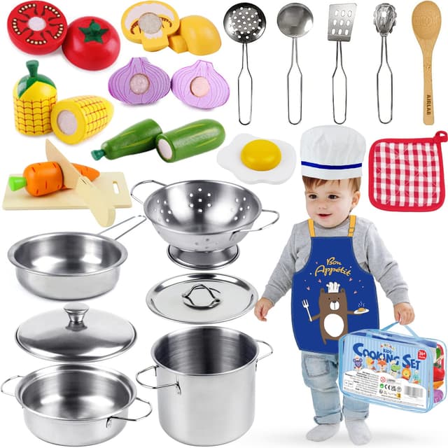 🌟 Airlab Kinderküche Zubehör Kochset - Spielküche Küchenzubehör für Kinder 🍳🧁🎁
