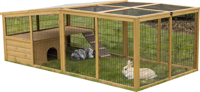 🐰🏡 Kerbl Pet Freilaufgehege mit Plastikdach & Ausbruchsperre 220x115x75cm