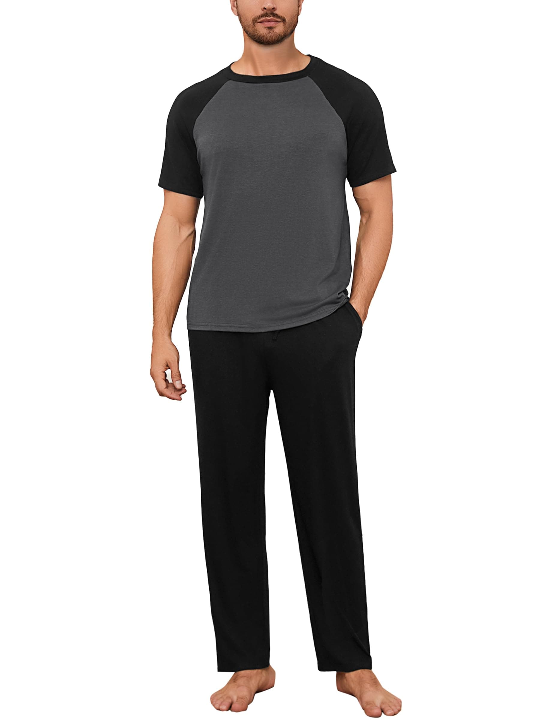 🌙 Herren Schlafanzug Set | Kurzarm Shirt & Lange Pyjamahose