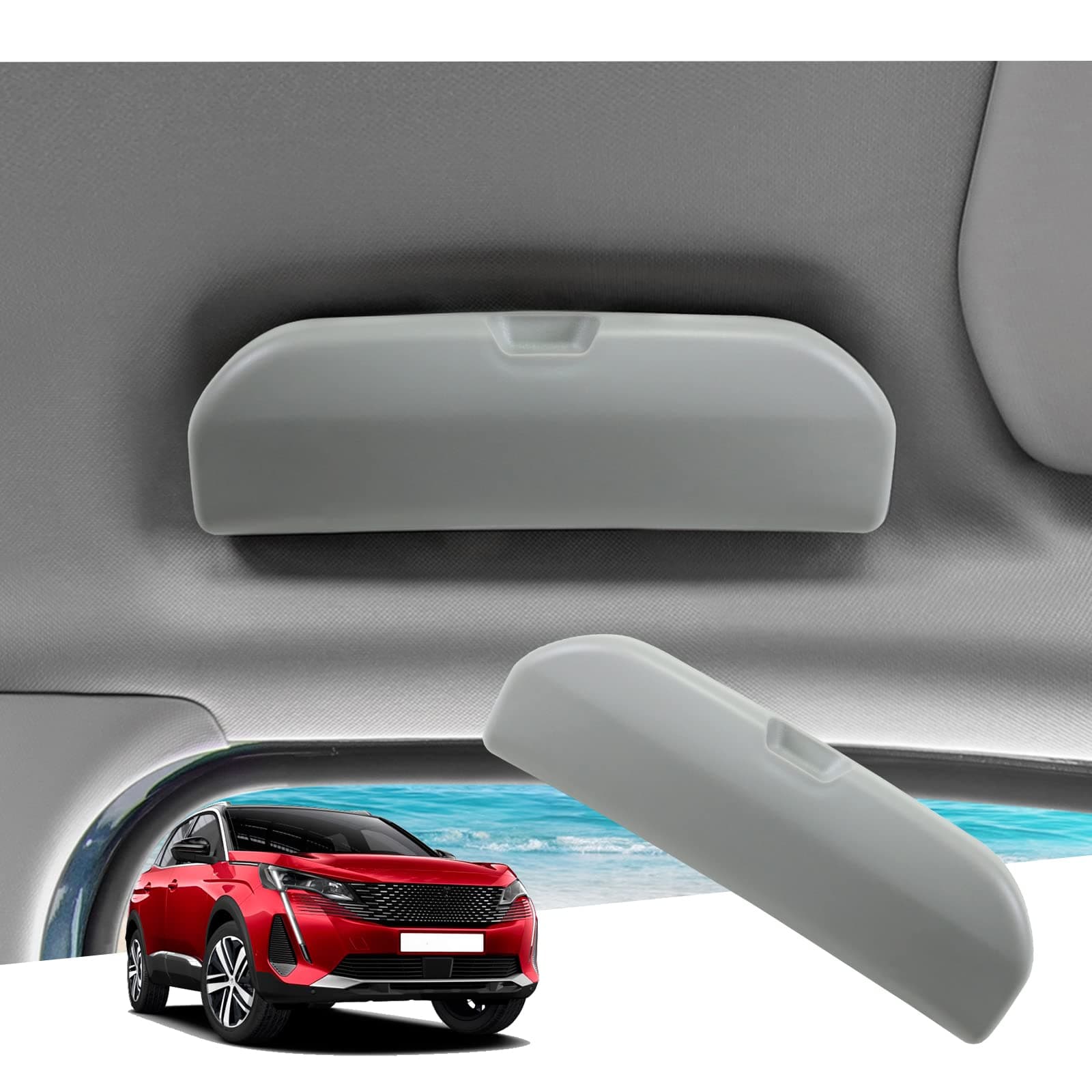 🕶️ GAFAT Kompatibel mit Peugeot 3008 5008 2016-2023 2024 Sonnenbrillenhalter Brillenetui, 3008 GT 2024 Aufbewahrungsbox Organizer, Peugeot 3008 Zubehör [OEM Original](Grau) - Sonderangebot!