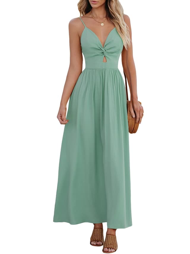 CUPSHE Damen Sommerkleid Boho V Ausschnitt Ärmellos Standkleid 😍