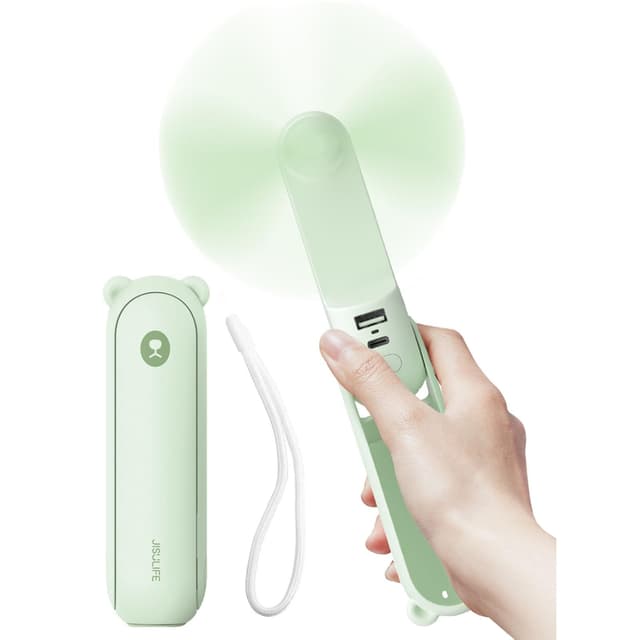 🌬️🔋🔦 JISULIFE Handventilator Mini Ventilator 3 IN 1 - Grün