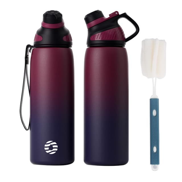Fjbottle Edelstahl Trinkflasche Sport mit Magnetischem Deckel 1L - BPA-Frei