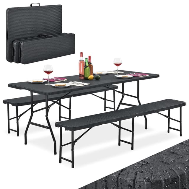 🎉 Juskys Bierzeltgarnitur Amberg 3-teilig & klappbar - Gartenmöbel-Set Festzeltgarnitur Camping 🌞
