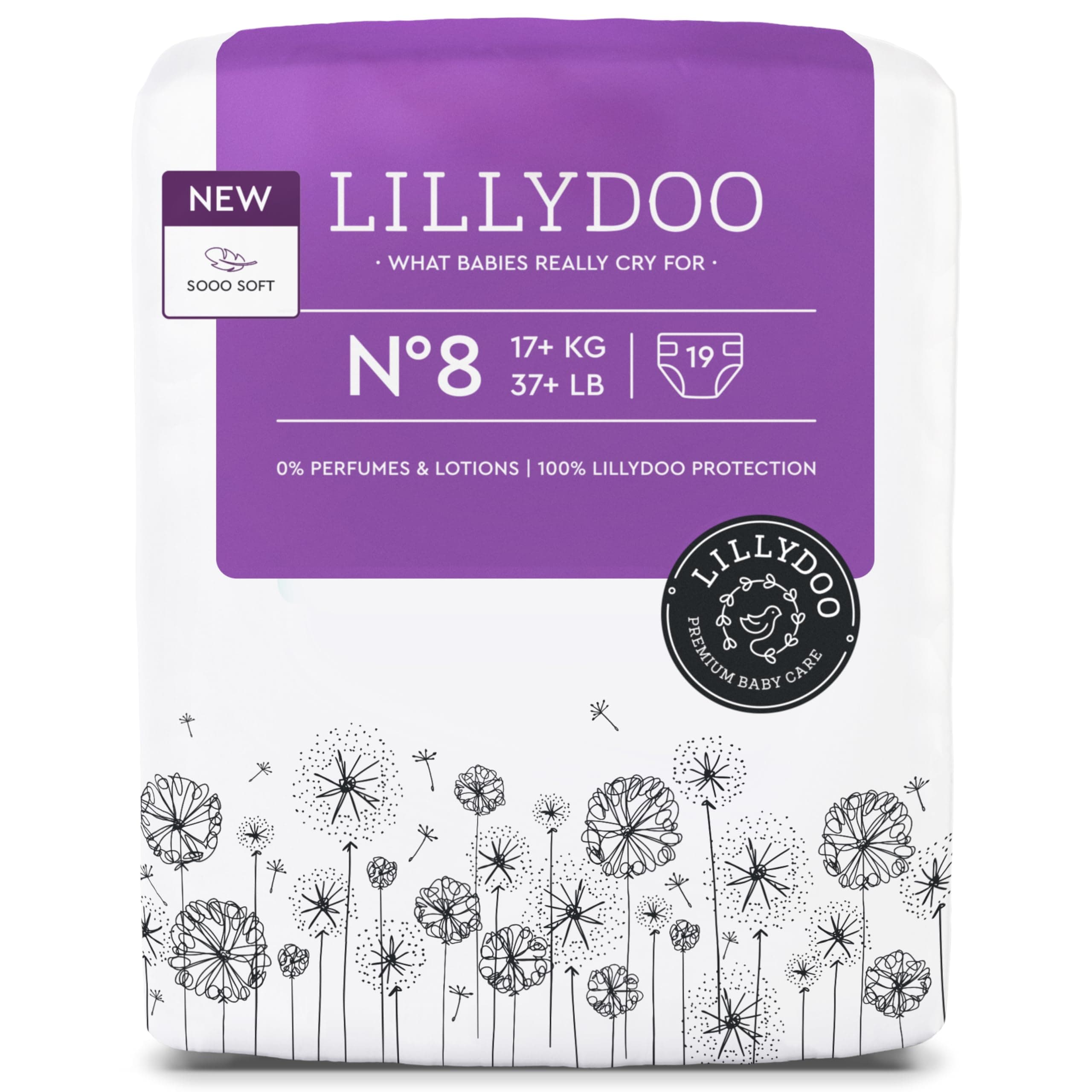 👶 LILLYDOO hautfreundliche Baby Windeln - Größe 8 (17+ kg), 15 Stück - Angebot