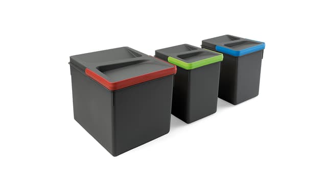 🌿🌟 Emuca - Recycle Behälter für Küchenschublade, Höhe 216, 1x12L + 2x6L 🌟🌿