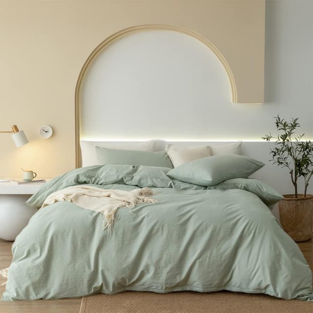 Gezu Bettwäsche 200cmx220 Baumwolle Grün 3 Teilig Doppelbett Set 🛏️