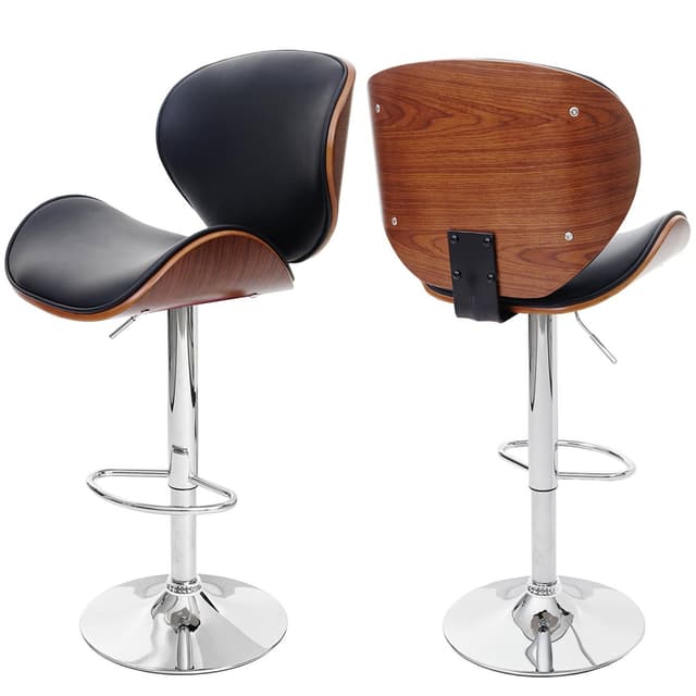 Mendler Barhocker Foxrock - Retro-Design mit Kunstleder und Walnuss-Optik