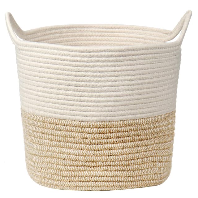 🌿 Wäschekorb Aufbewahrungskorb aus Baumwolle Seil - Weizen 30x30cm 🧺