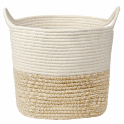 🌿 Wäschekorb Aufbewahrungskorb aus Baumwolle Seil - Weizen 30x30cm 🧺