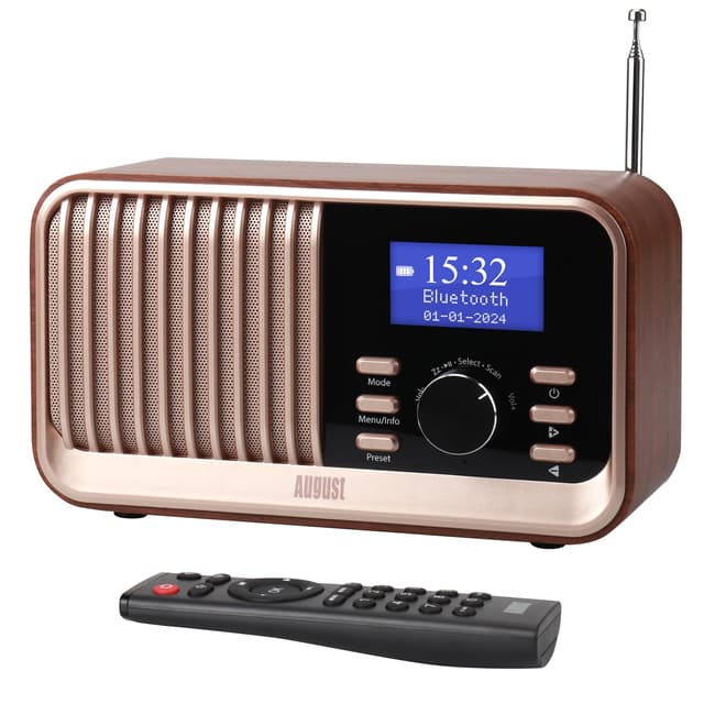 📻 August MB450K Wiederaufladbares DAB+/FM Radio Dual Wecker-Nostalgie tragbares Küchenradio mit 60 Presets 🎶