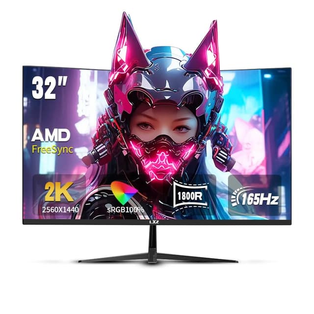 🎮 LXZ 32 Zoll Gaming Monitor 2K QHD 165Hz FreeSync - Schwarz 🖥️