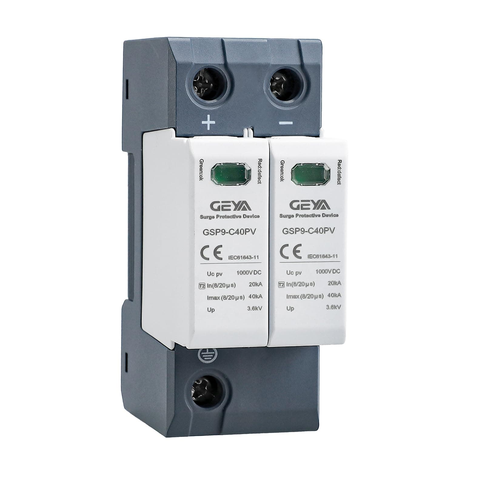 🌞 GEYA Solar PV Niederspannung Überspannungsschutz Din Rail 20KA-40KA Überspannungsableiter Blitzschutz DC (2P,DC1000V) - Sonderangebot!