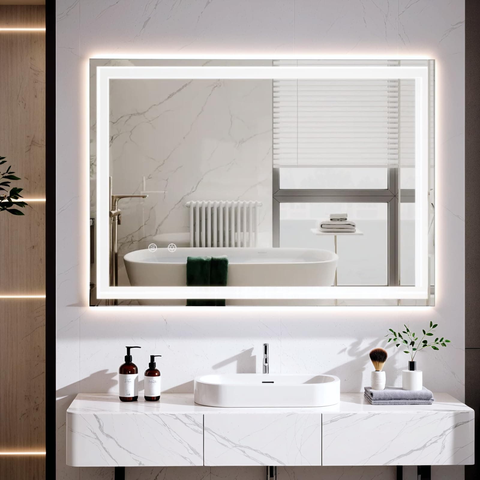 Clevich Badspiegel mit Beleuchtung 80×60 cm 🪞 LED Spiegel mit 3 Lichtfarben Dimmbar