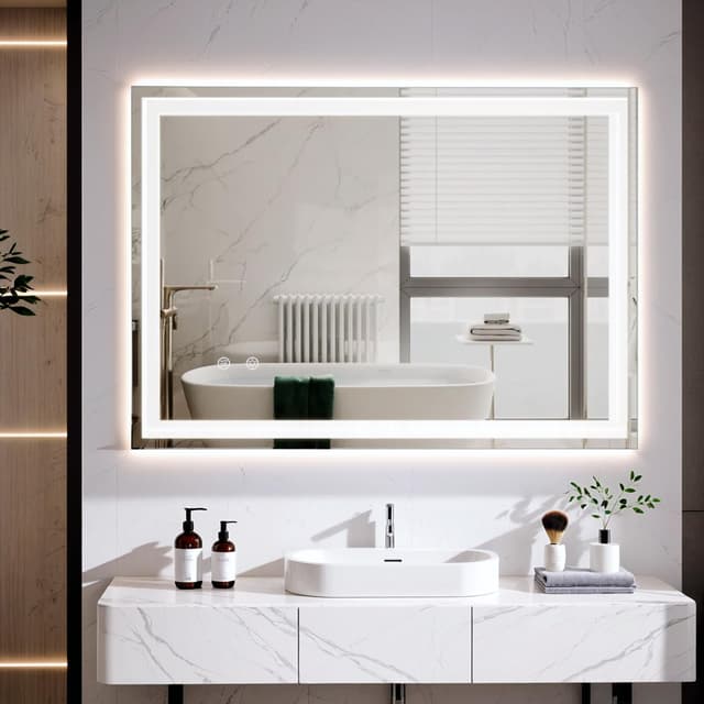 Clevich Badspiegel mit Beleuchtung 80×60 cm 🪞 LED Spiegel mit 3 Lichtfarben Dimmbar