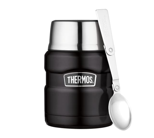 Thermos STAINLESS KING Thermobehälter für Essen 0,47l - Schwarz Matt ⭐️