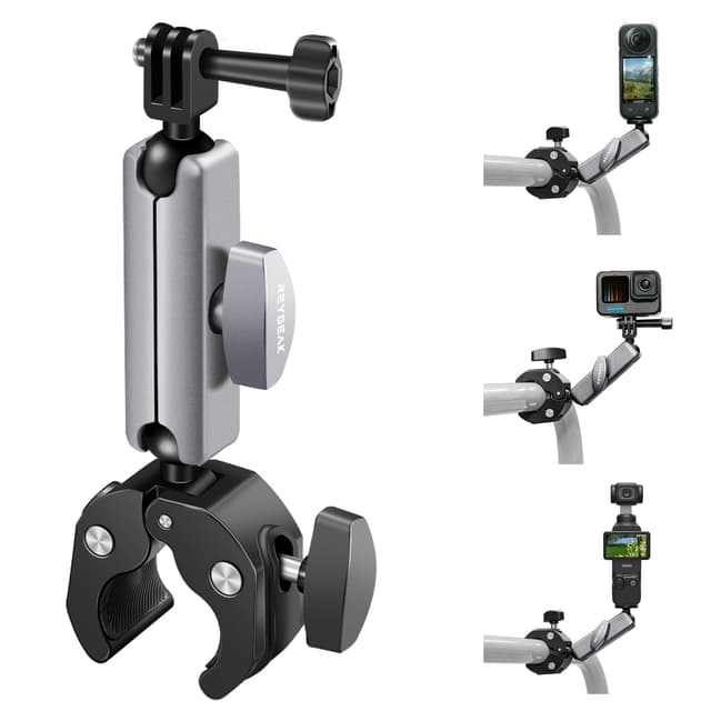 📸🚴 REYGEAK Kamerahalterung mit 360°-Dual-Kugelkopf - Fahrradlenkerhalterung für GoPro