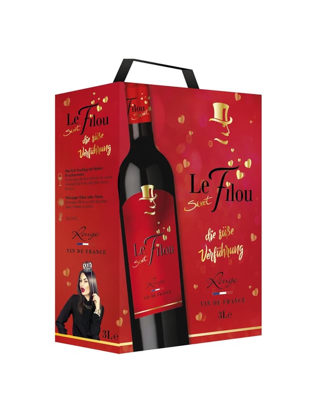 🍷 Le Sweet Filou - Süßer und fruchtiger Rotwein aus Frankreich, Bag in Box (1 x 3L) 🍓🍇