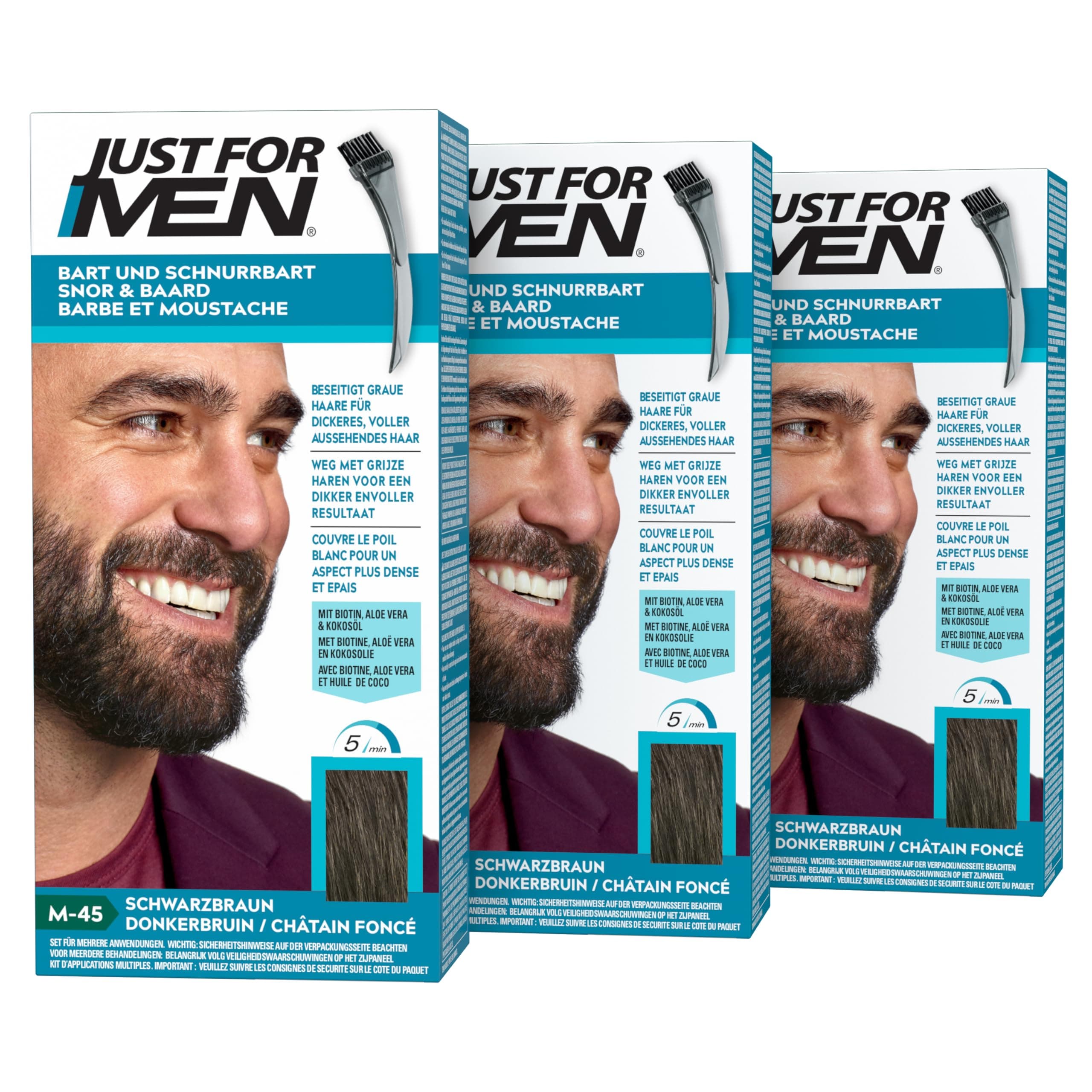 Just For Men Dunkelbraun Bartfärbemittel 🎨 - 3er Pack (3x28.4g)