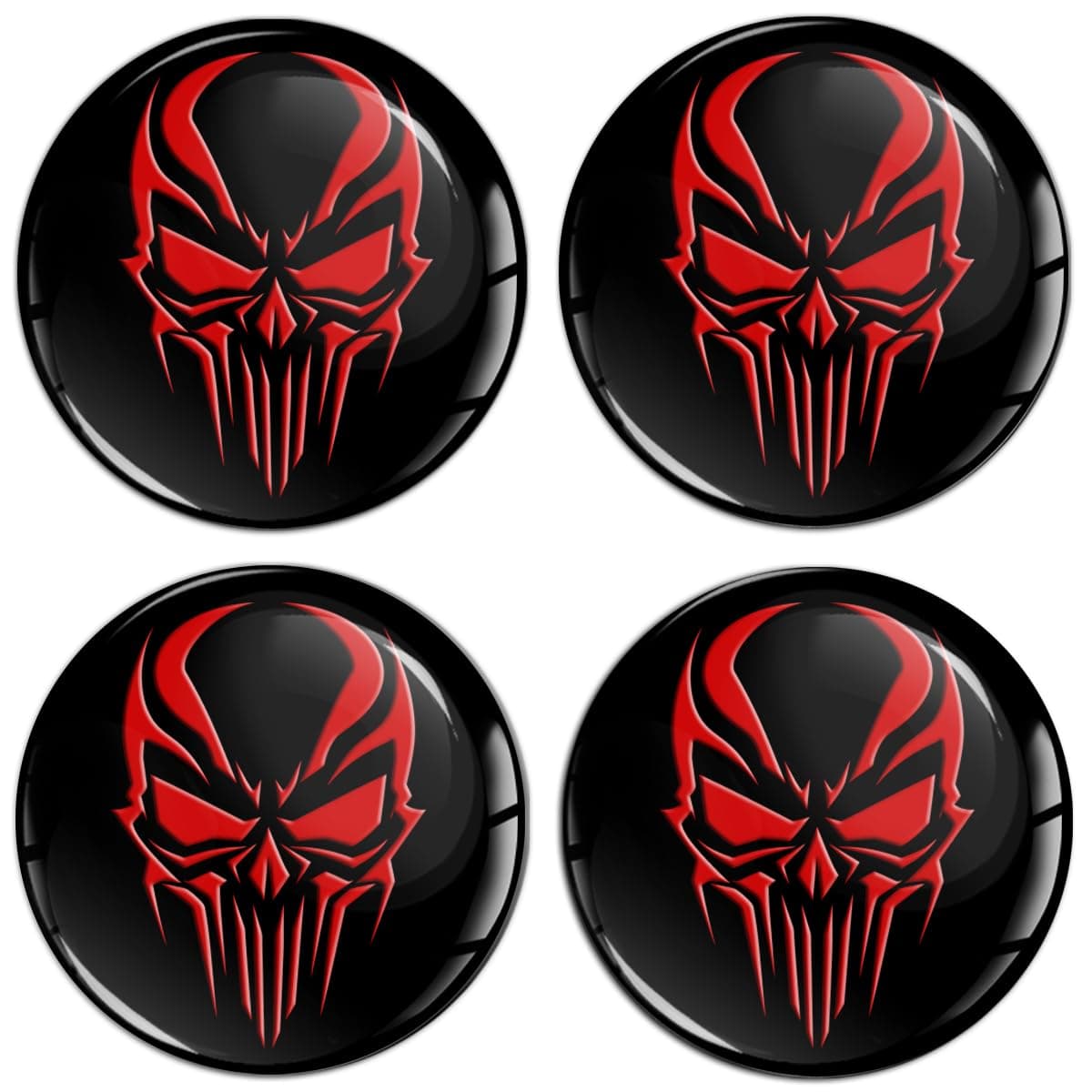 SkinoEu Set 4 x 60 mm Aufkleber für Radkappen Nabenkappen Nabendeckel 🖤🔴💀