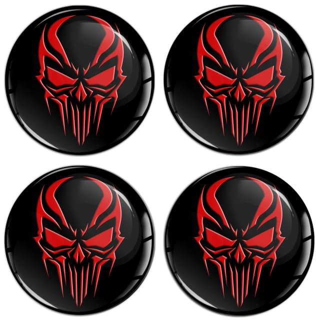 SkinoEu Set 4 x 60 mm Aufkleber für Radkappen Nabenkappen Nabendeckel 🖤🔴💀