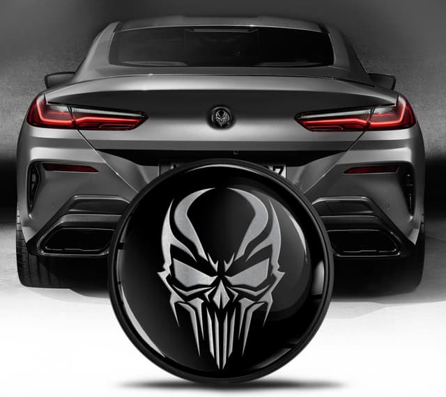 🚗 Biomar Labs Motorhaube Kofferraum Plakette Abzeichen 74mm für BMW Emblem 51148219237 Totenkopf Schädel EZ 6