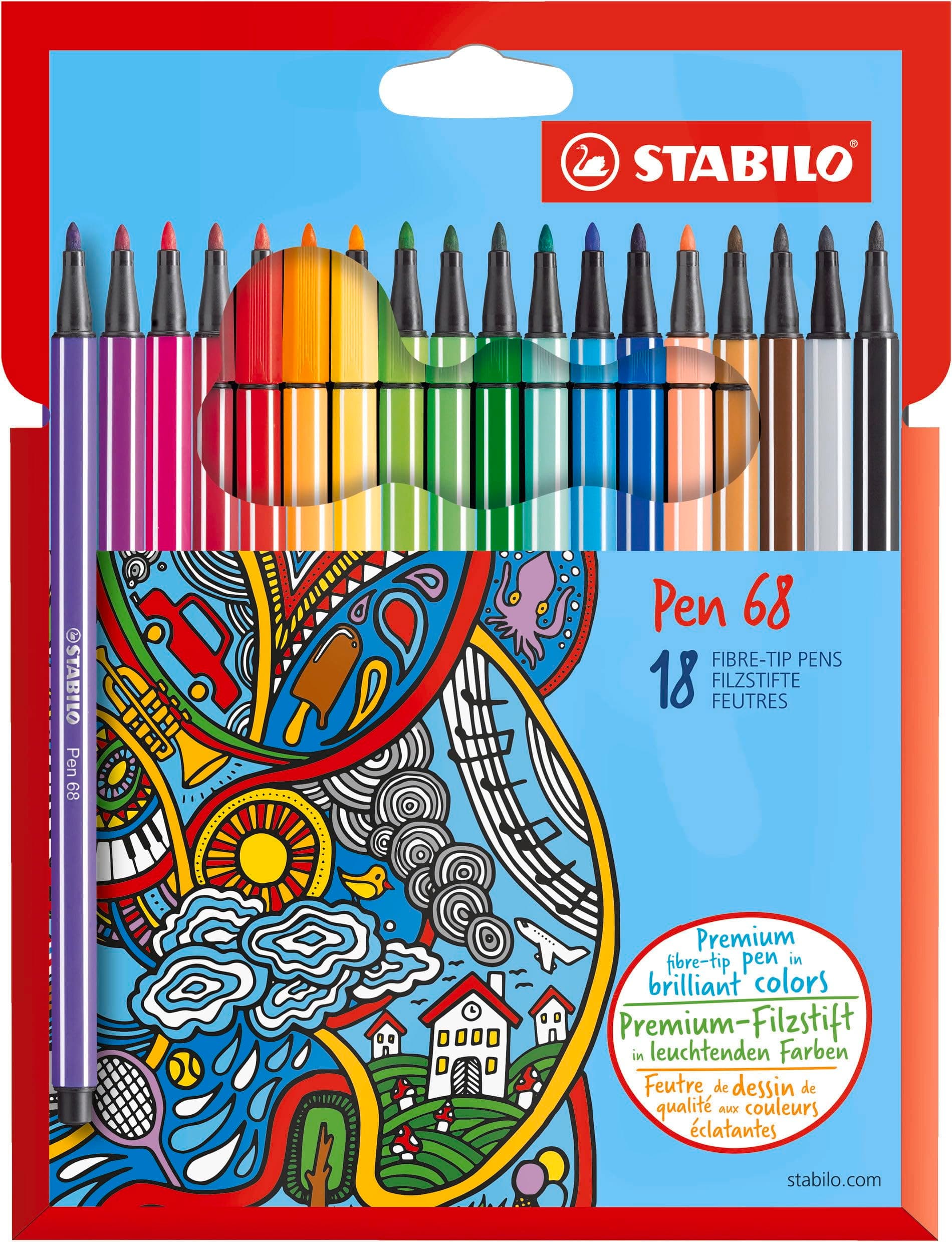 🖊️ Premium-Filzstifte von STABILO - 18er Pack in 18 verschiedenen Farben!