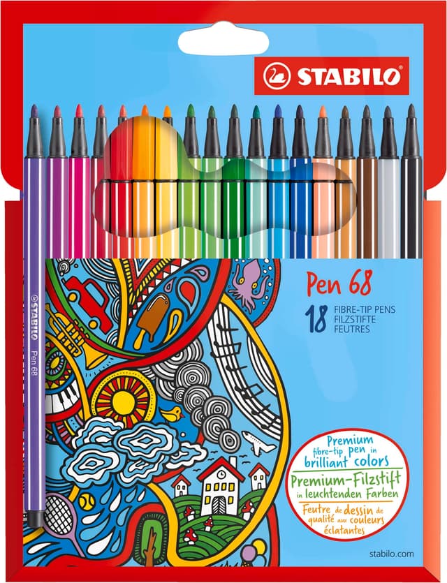 🖊️ Premium-Filzstifte von STABILO - 18er Pack in 18 verschiedenen Farben!