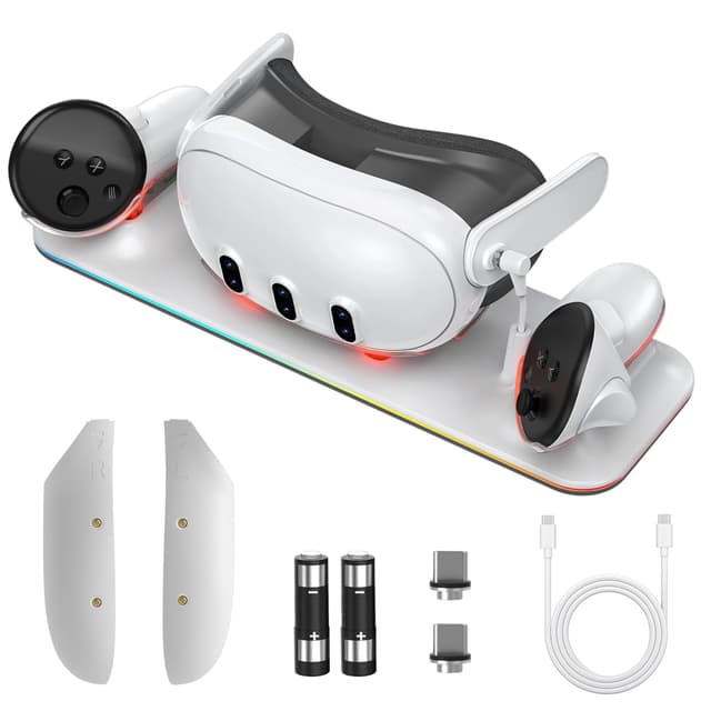 🎮 Olycism Ladestation für Meta Quest 3 Oculus Headset mit RGB-Licht 🌈