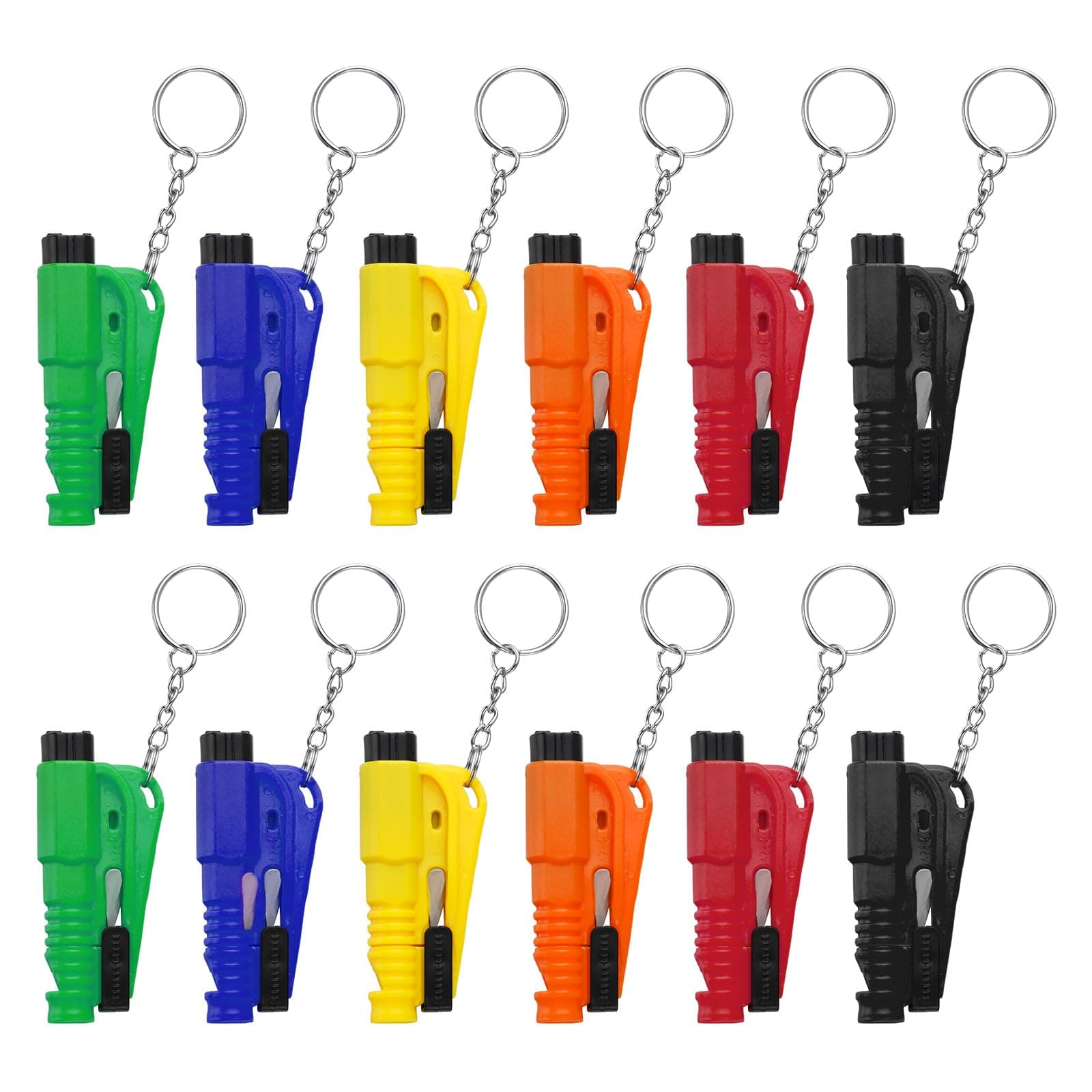 🚨 BLINGOOSE 12 Stück Gurtschneider und Glasbrecher Schlüsselanhänger 🚗 3-in-1 Mini Auto Fluchtwerkzeug 🆘 Notfallhammer 🛠️ Car Rescue me Überleben Pfeifen Sicherheit Werkzeuge 6 Farben
