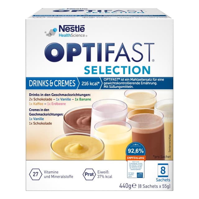 🌟 OPTIFAST® KONZEPT Probierpaket zum Abnehmen 🍫🍦☕🍓 | 8 Sorten Mischkarton mit Diät-Shakes und Cremes