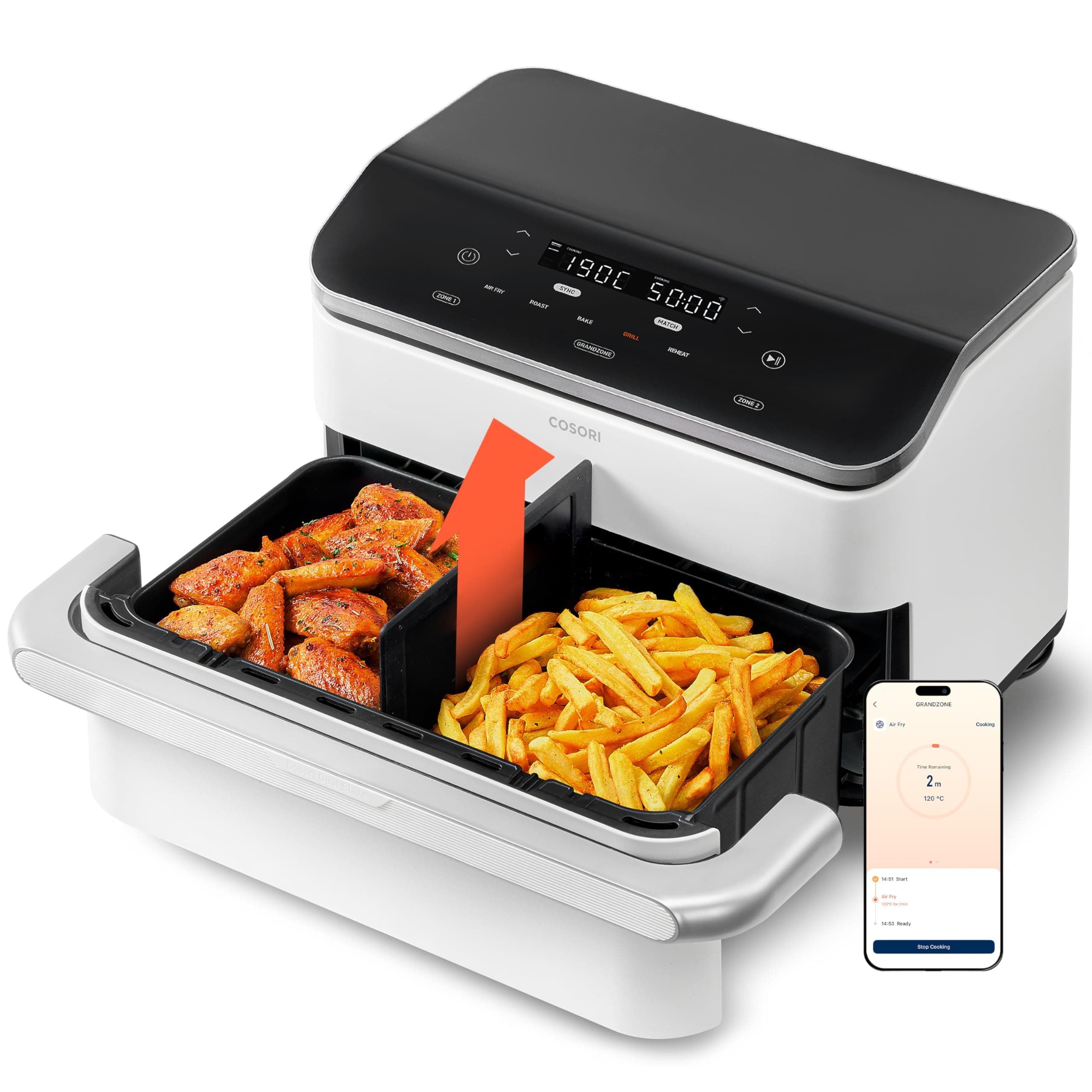 🔥 Angebot: COSORI Heißluftfritteuse 2 Kammern, Dual Blaze TwinFry 10L, Cremeweiß 🔥