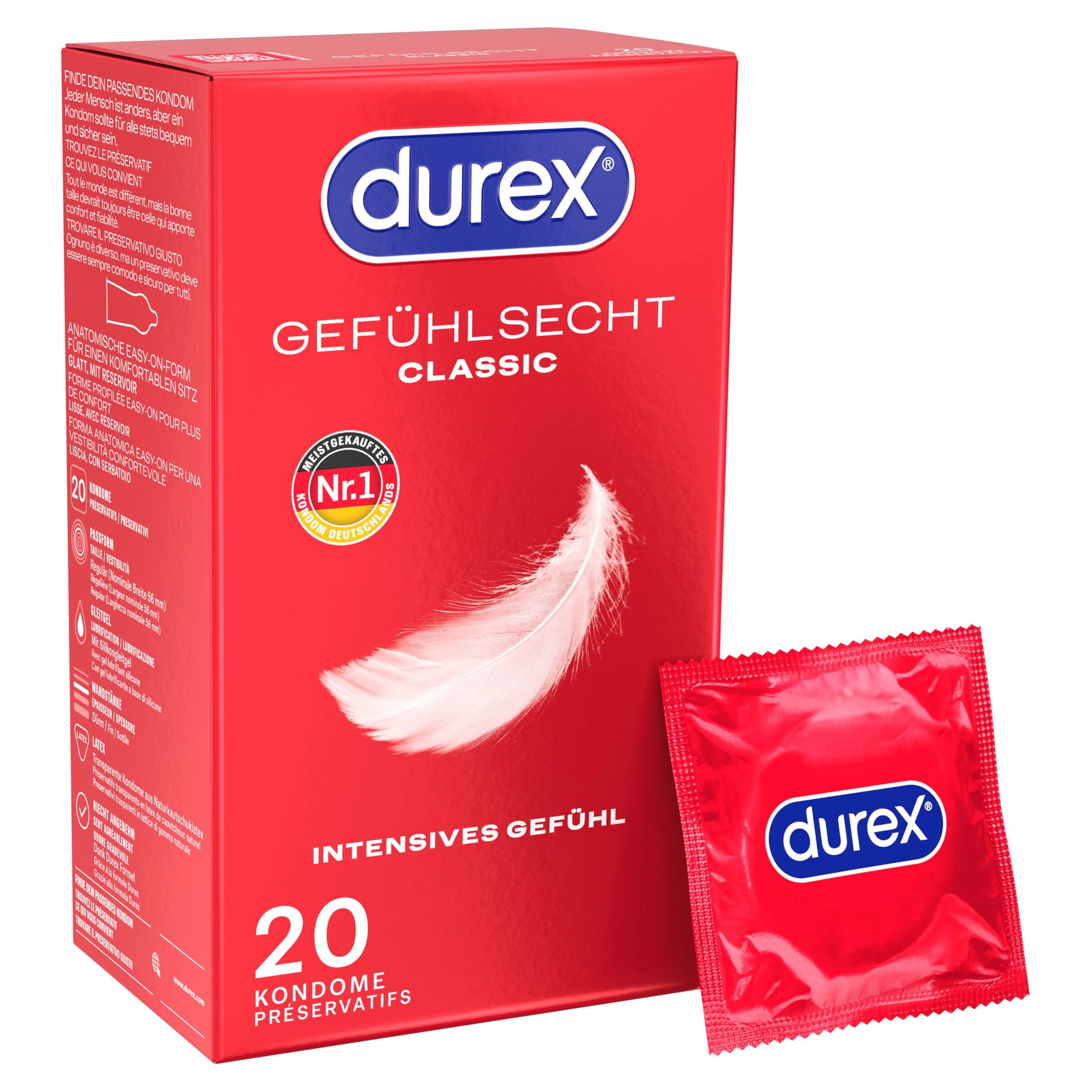 Durex Gefühlsecht Classic Kondome - Perfekter Sitz & leichtes Abrollen mit zuverlässigem Schutz ❤️🔥