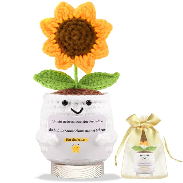 Beste Freundin Geschenke 🌻 Positive Sonnenblume Gehäkelte Glücksbringer