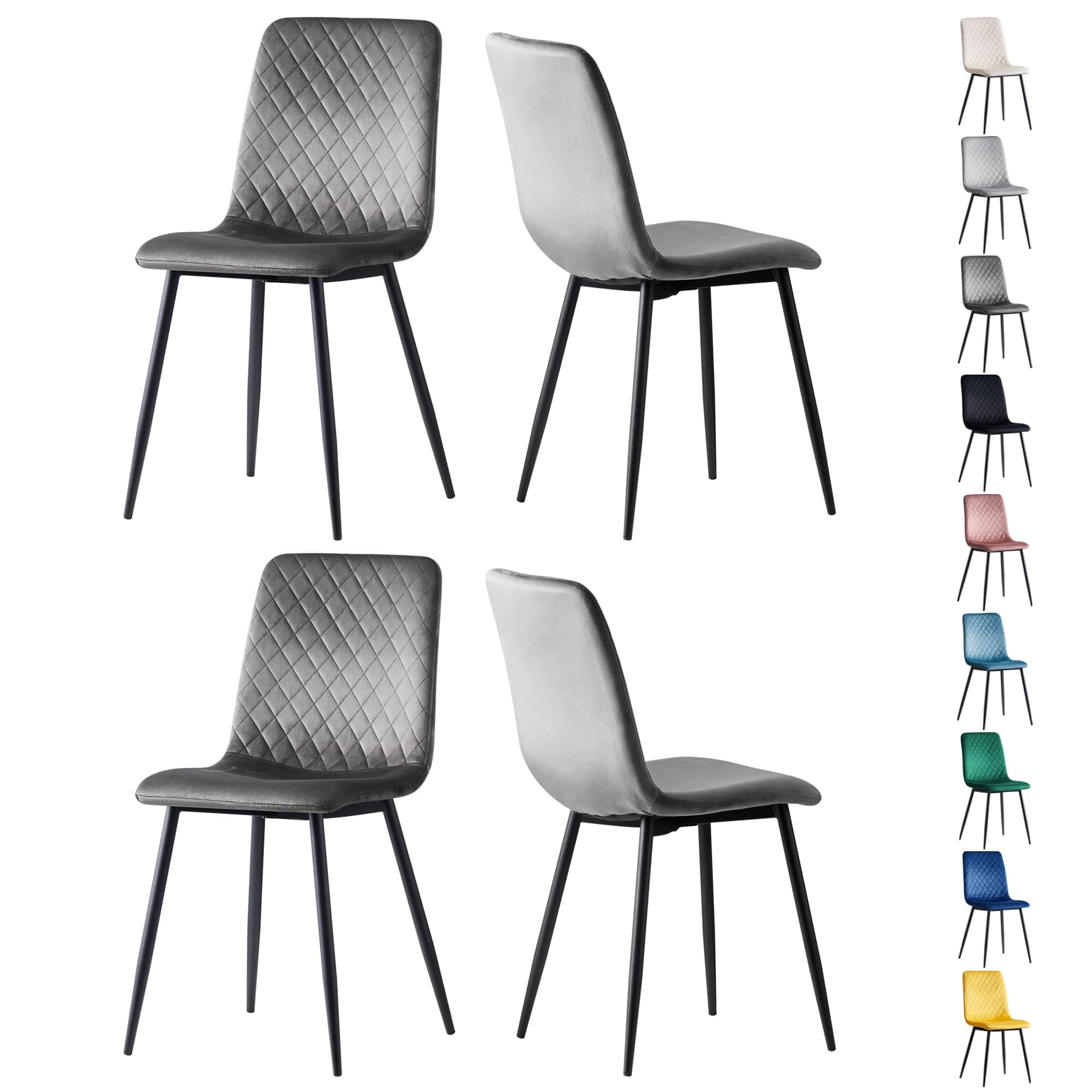 🔥 Angebot: Set mit 4 Designer Esszimmerstühlen aus Samtstoff! 🪑