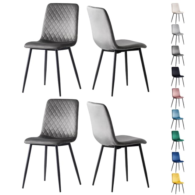 🔥 Angebot: Set mit 4 Designer Esszimmerstühlen aus Samtstoff! 🪑