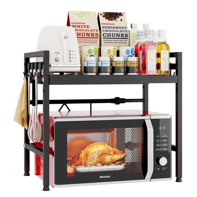 🔥 Angebot! Mointal Verstellbares Mikrowellenregal, 2-Stufig Erweiterbares Küchen Mikrowelle Ständer Regal 🌟