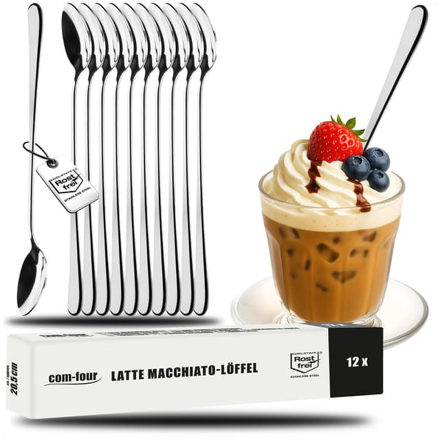 🌟 Angebot: com-four® 12x Latte Macchiato-Löffel aus Edelstahl 🌟