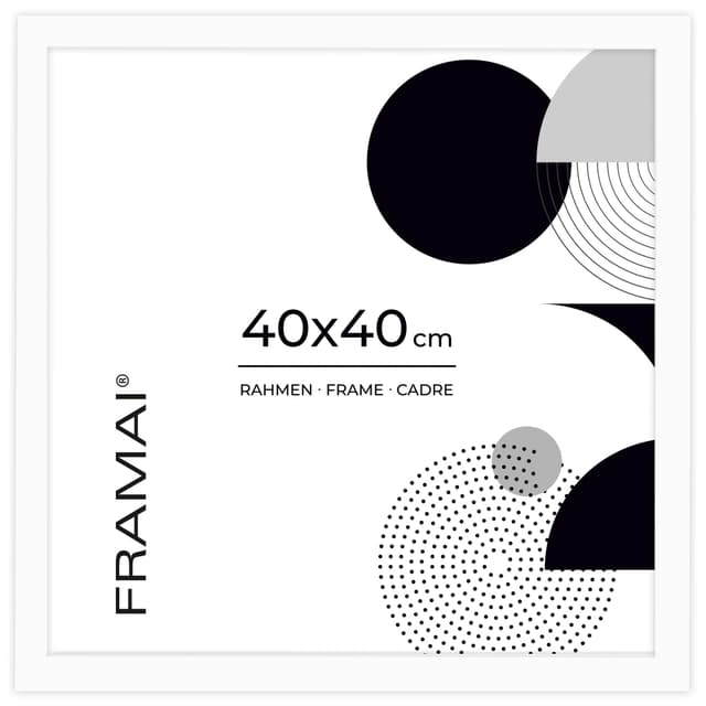 FRAMAI® Bilderrahmen 40x40 cm Weiß MDF Umweltfreundlichem Rahmen mit Bruchsicheren Plexi