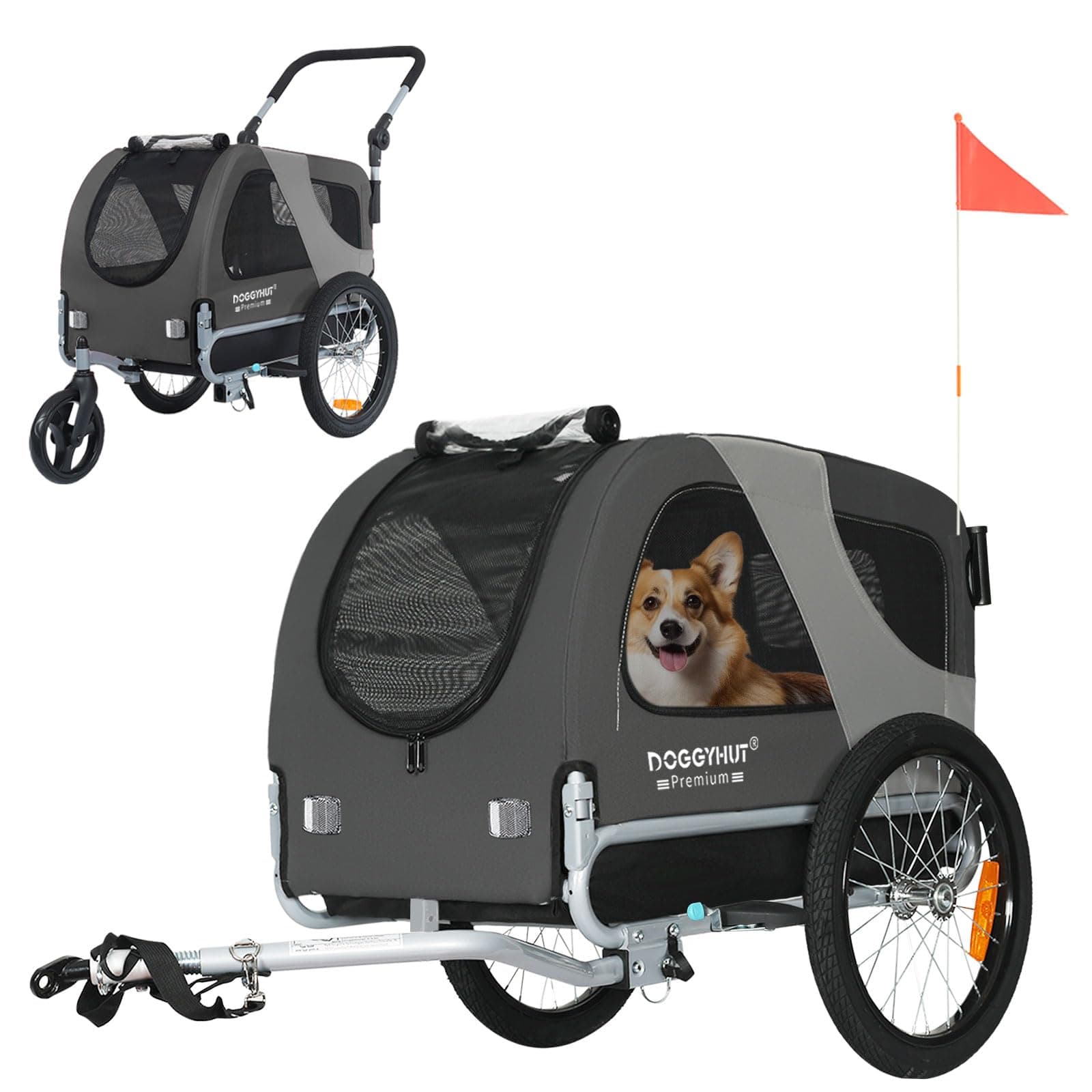 DOGGYHUT® Premium M Hundeanhänger 2-in-1 🐕🚴‍♂️