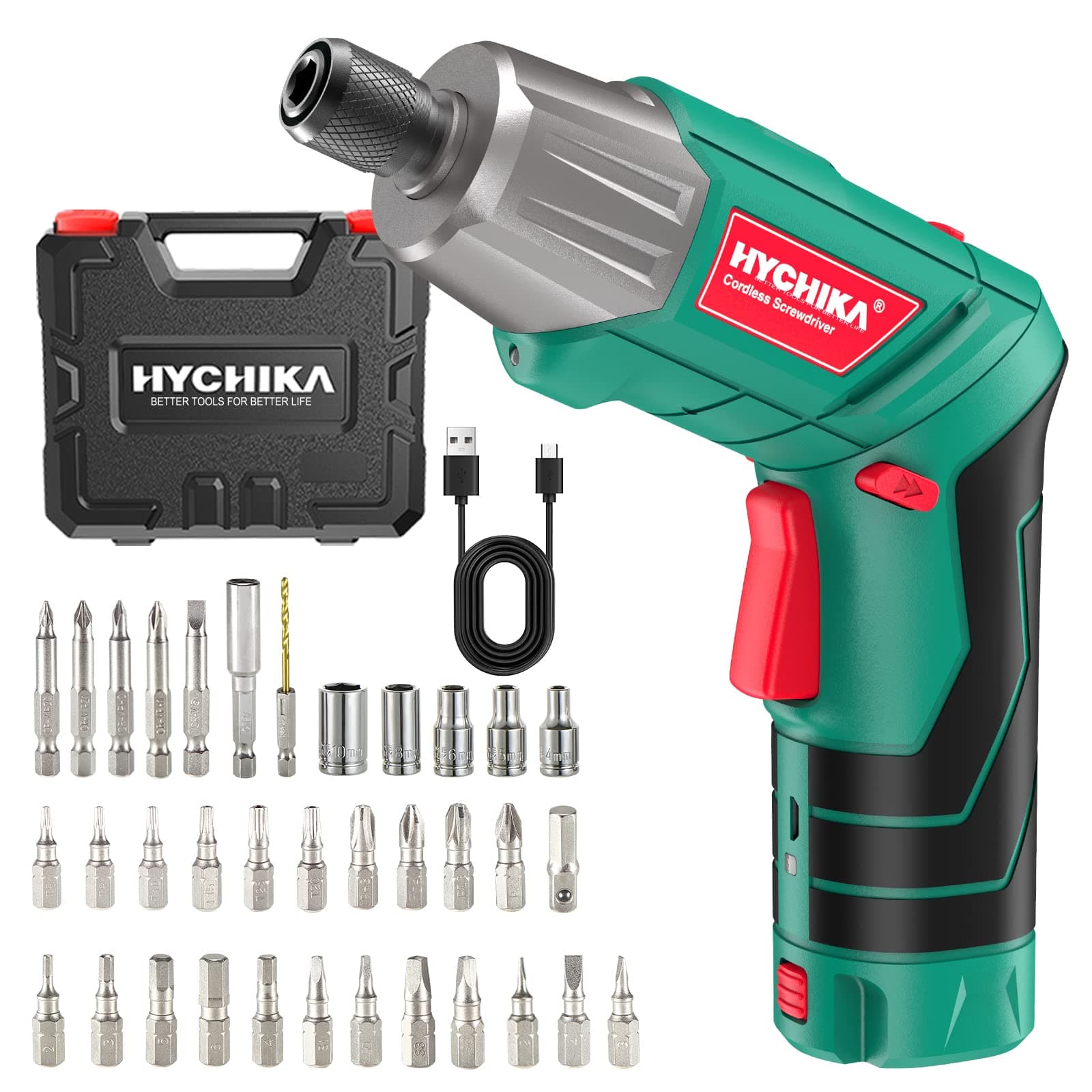 HYCHIKA Akkuschrauber mit 35 Zubehörteilen und LED-Licht 🛠️🔦