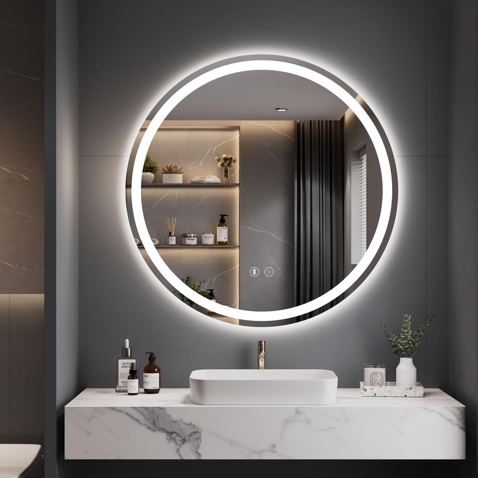 🌟 Dripex Badspiegel mit Beleuchtung Rund Led Spiegel 🪞