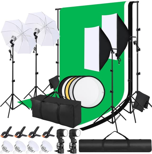 Profi Fotostudio Set mit Softboxen und LED-Lichtern 📸