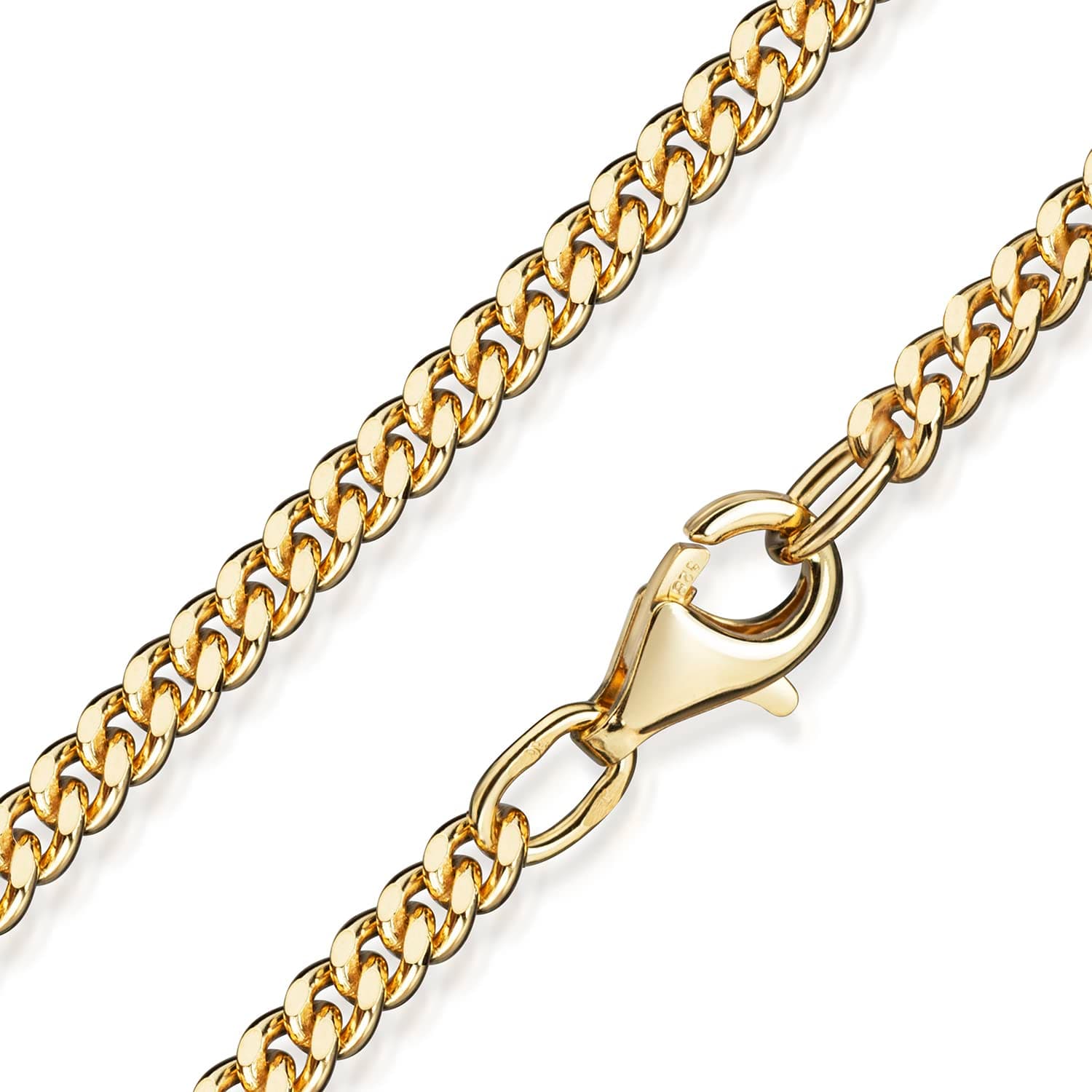 🌟 MATERIA by Matthias Wagner 2,7mm Panzerkette Silber 925 vergoldet diamantiert Goldkette Herren Damen 60.0 Zentimeter 🌟