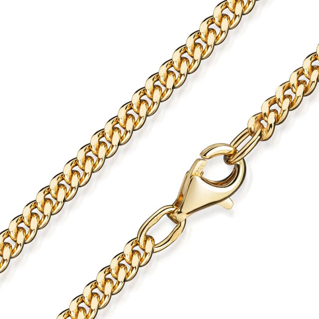 🌟 MATERIA by Matthias Wagner 2,7mm Panzerkette Silber 925 vergoldet diamantiert Goldkette Herren Damen 60.0 Zentimeter 🌟