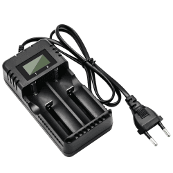 Akkuladegerät LCD-Display Li-Ion-Akkuladegerät Intelligente Schnellladung 2-Steckplatz-Kopf Angebot bei HelloDeals