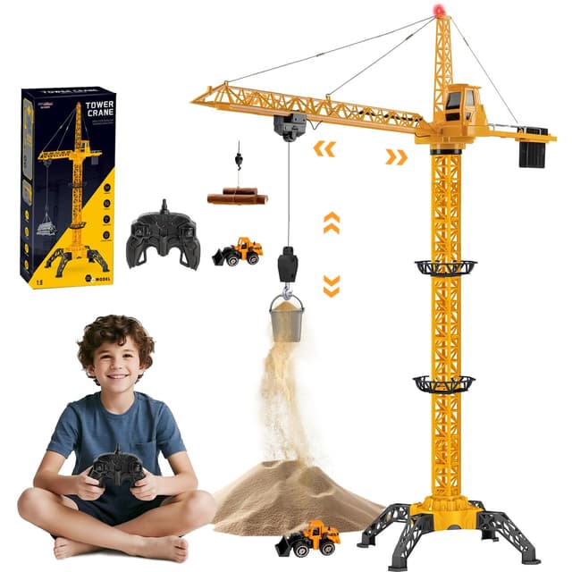 JONRRYIN Ferngesteuerte Turmkran 138 cm Höhe, 2,4 Hz 6 Kanäle RC Kran 🏗️